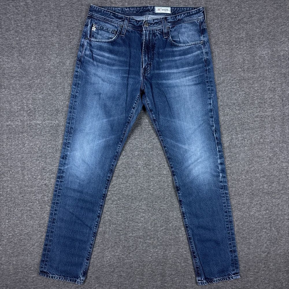 Adriano Goldschmied Everett Jeans Mens 34x33 Blue Aged Denim Japan Slim Faded